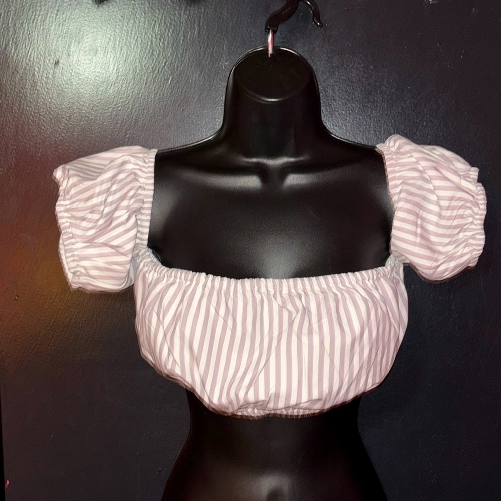 NWT Blithe Los Angeles striped off the shoulder top. Fairycore. Sz large.